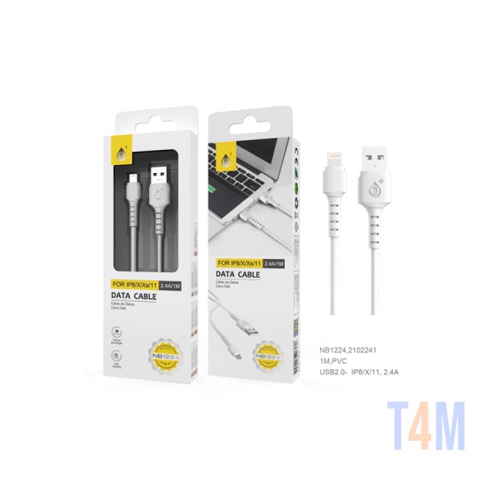 CABLE DE DATOS DE ILUMINACIÓN ONEPLUS NB1224 PARA APPLE IPHONE 2.4A 1M BLANCO